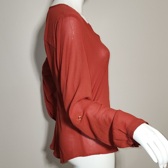 Mine Rust Button-Front Blouse - Picture 4 of 6